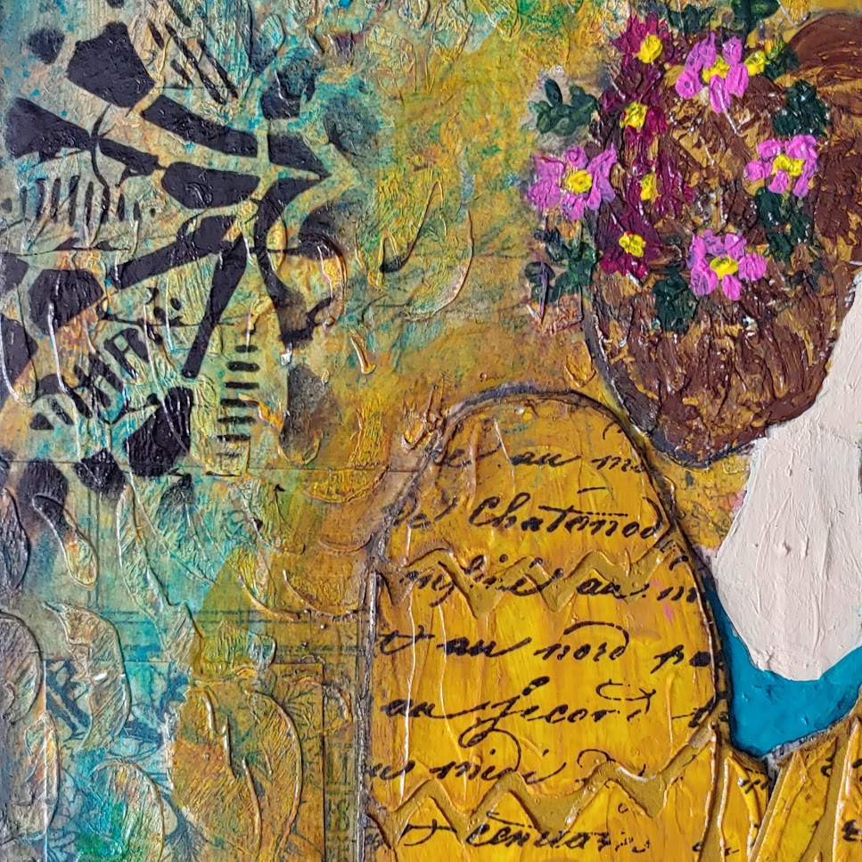 Repurposed Mixed Media Art – Embrace Peace Girl